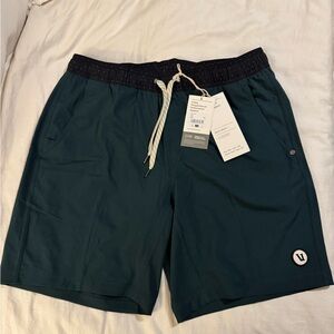 Vuori Green Shorts with Black/Spot Waistband